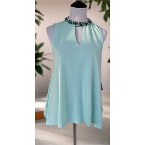 Jennifer Lopez Women's Size-L Mint Rhinestone Neckline SplitTunic
